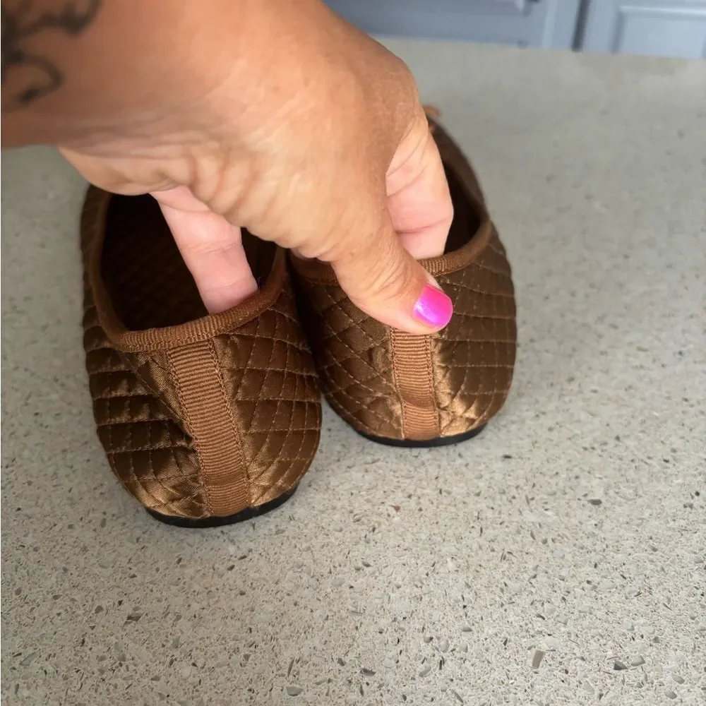 Quilted Brown Ballet Flats